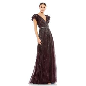 Mac Duggal Burgundy Sequin Gown